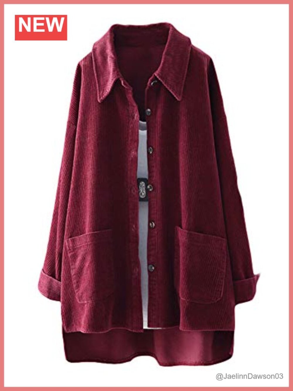 Corduroy Shirt Jacket Button Down Long Sleeve Casual Cotton Coat